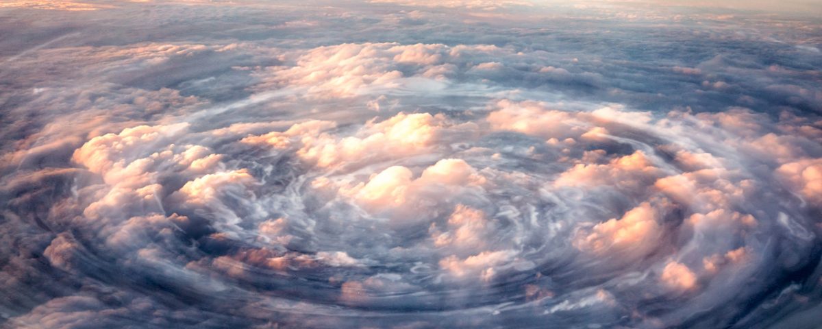 closeup of hurricane eye and clouds